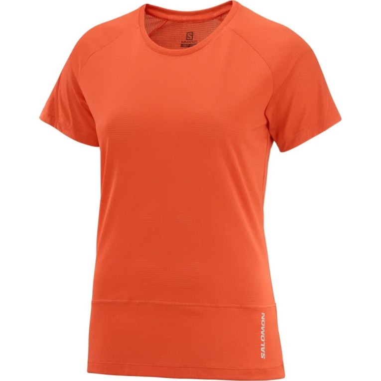 Salomon Cross Run Short Sleeve Women's T-Shirts Coral | CA 24L81